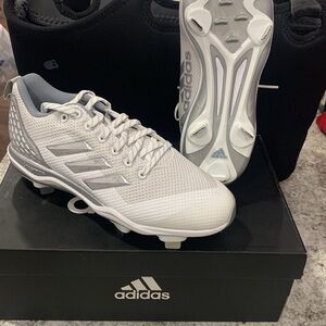 Adidas power alley 5  Baseball Softball Shoes White/Silver Metallic